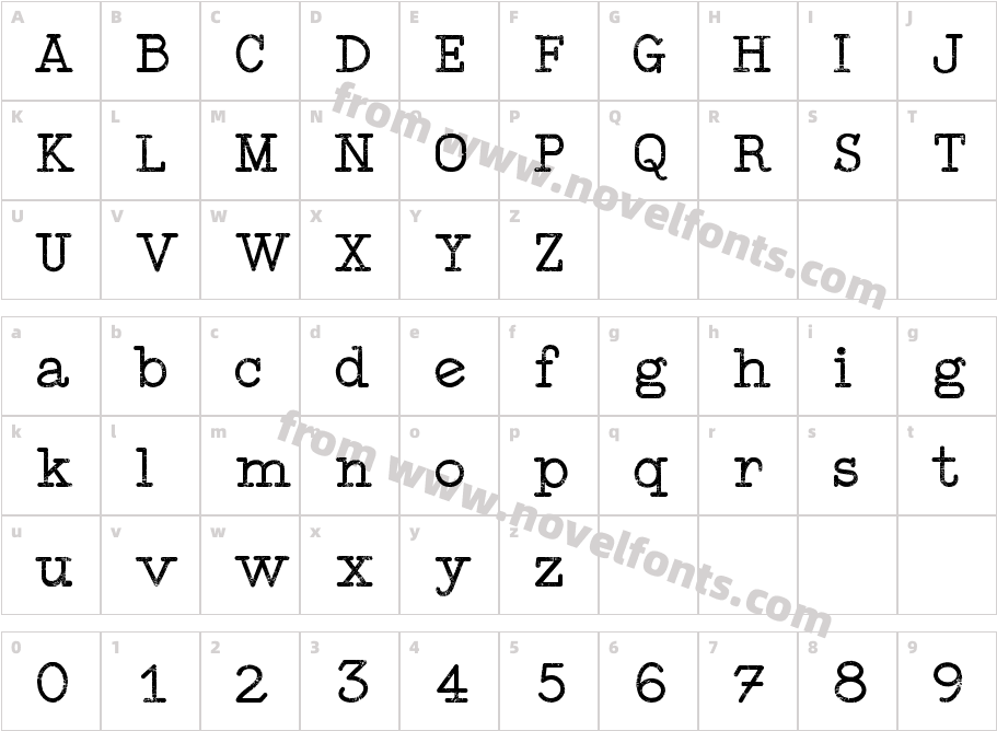 Typewriter StyleCharacter Map