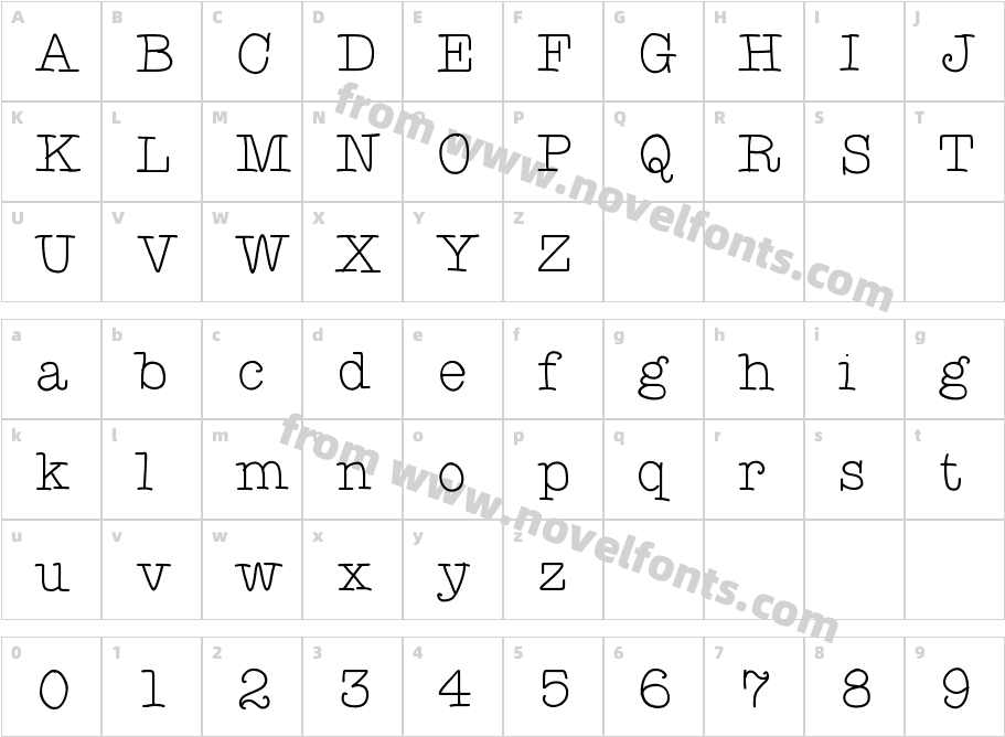 TypewriterhandCharacter Map