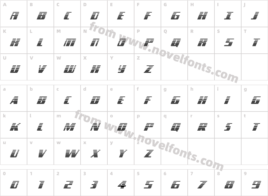 Typhoon Gradient ItalicCharacter Map