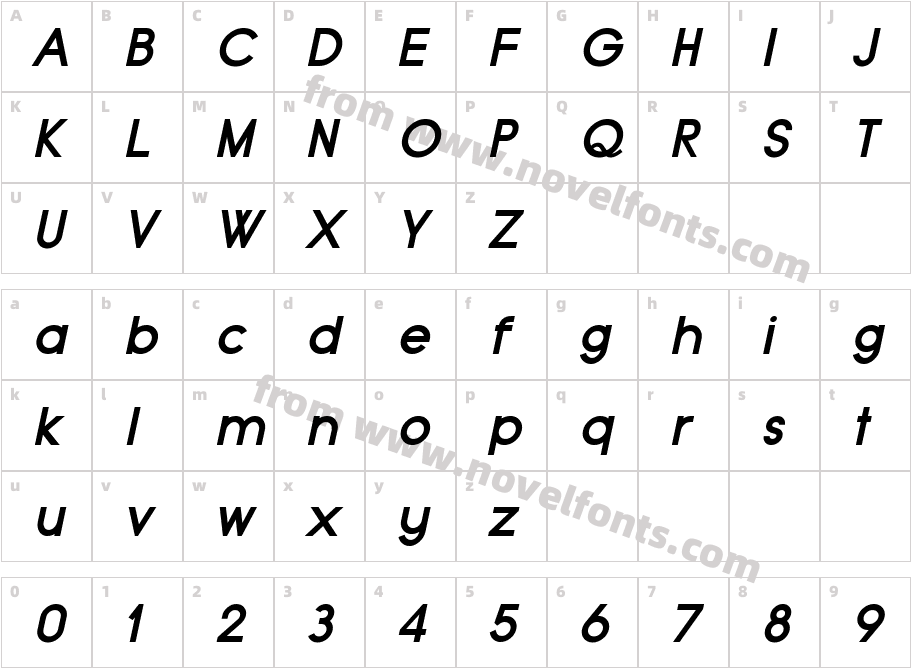 Typo Grotesk Bold ItalicCharacter Map