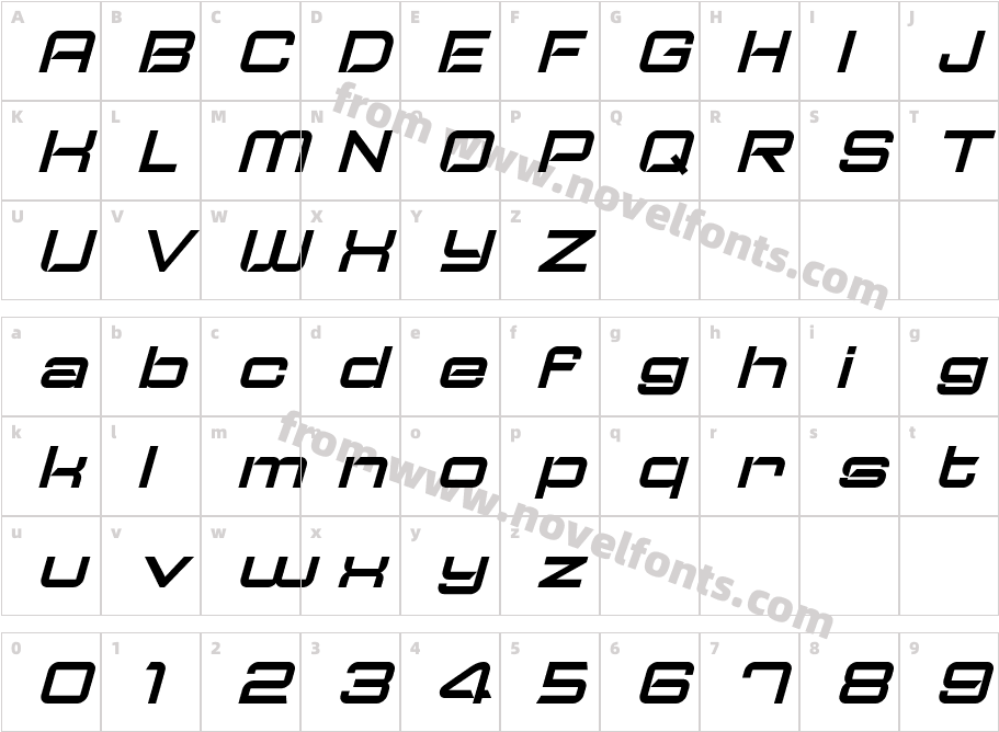 Typo Speed Demo ItalicCharacter Map