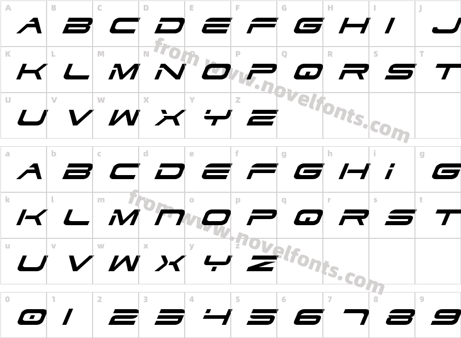 Dodger ItalicCharacter Map