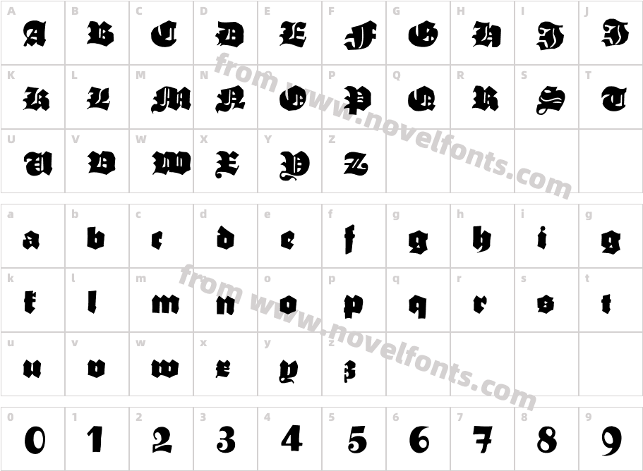 TypoasisBoldGothicCharacter Map