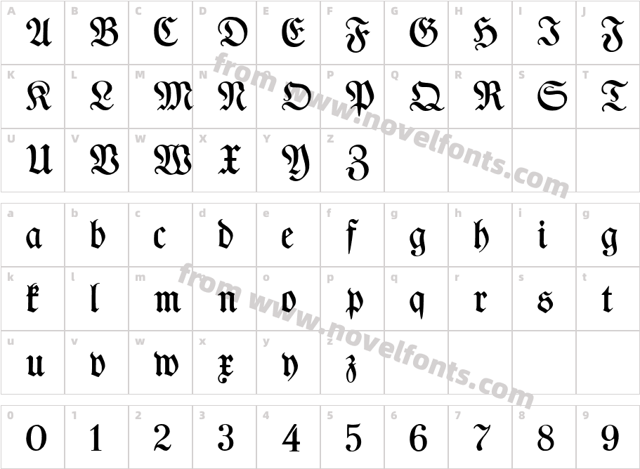 TypographerFraktur UNZ1 MediumCharacter Map