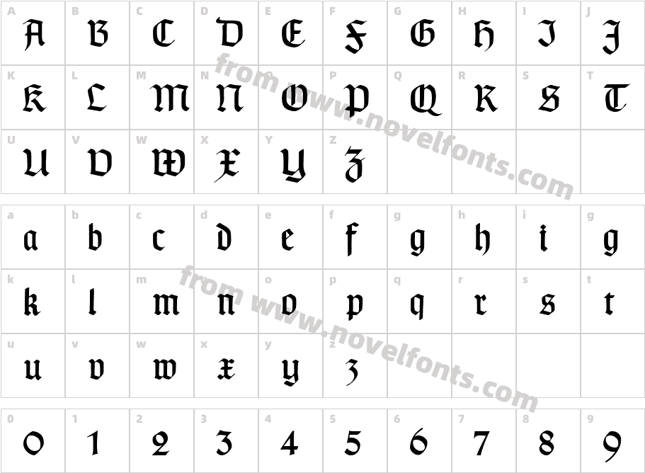 TypographerGotisch A UNZ1Character Map