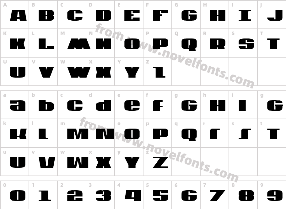 U.S.A. CondensedCharacter Map