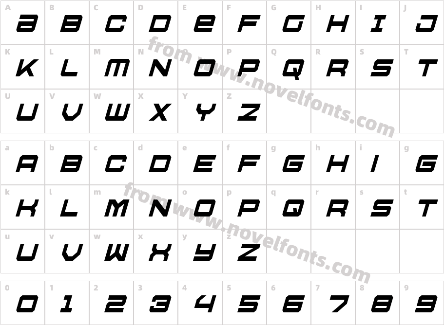 U.S.S. Dallas Condensed ItalicCharacter Map