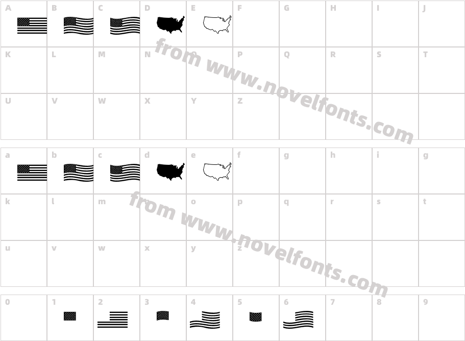 US FlagCharacter Map