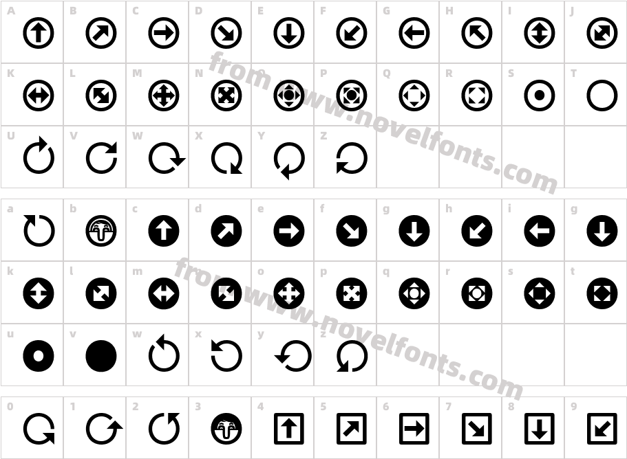 Uchrony Arrows BoldCharacter Map