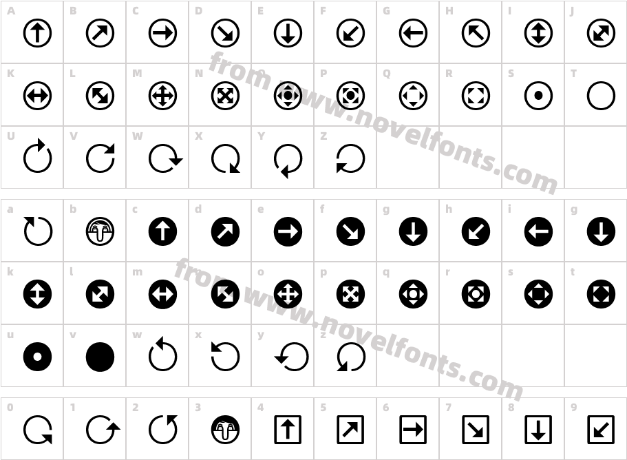 Uchrony Arrows RegularCharacter Map