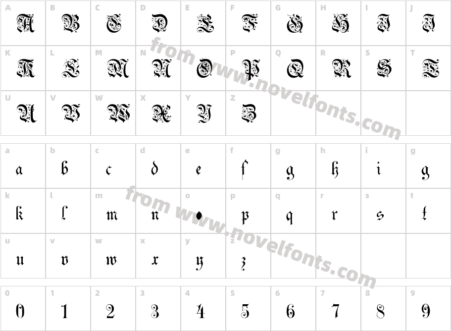 Uechi-GothicCharacter Map