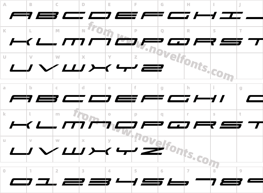 Ultra 911 ItalicCharacter Map