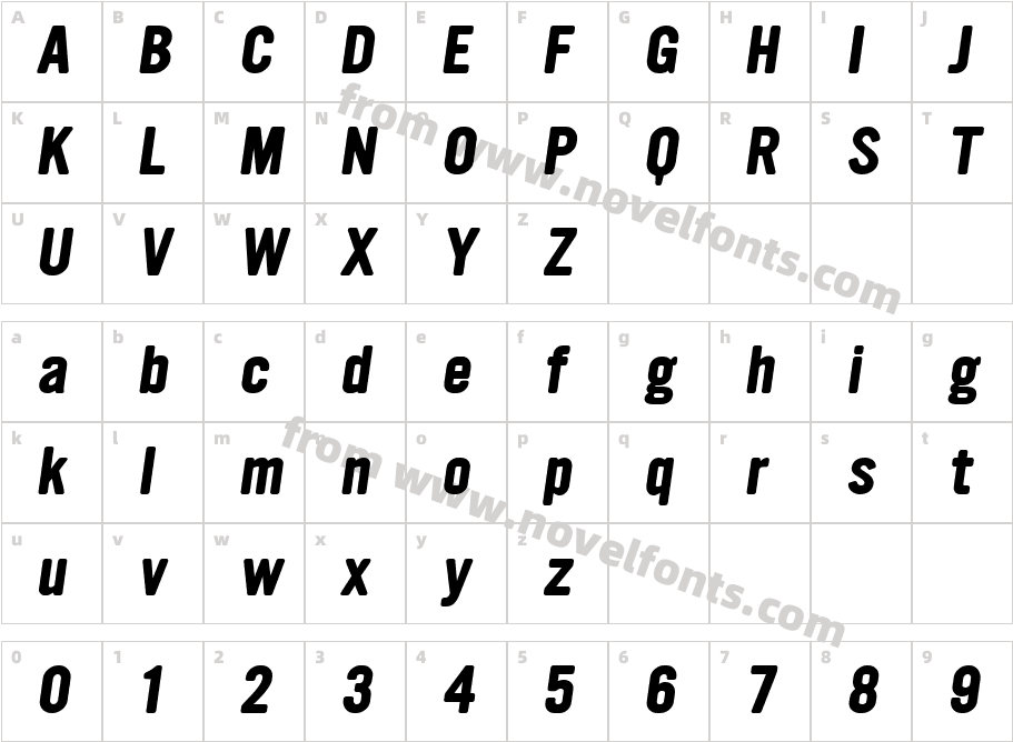 Ultramagnetic BoldObliqueCharacter Map