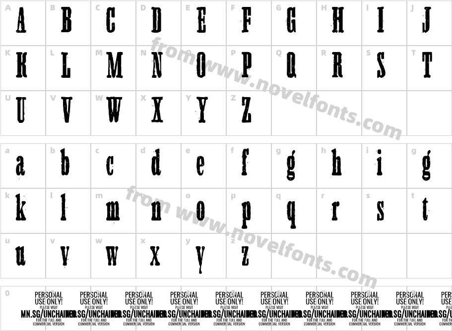 Unchained Rough PERSONAL USE RegularCharacter Map
