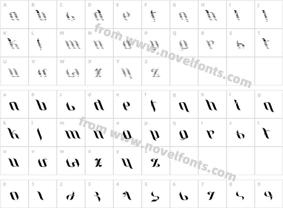 UniLeaf ItalicCharacter Map