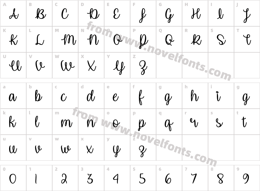 UnicornCalligraphyCharacter Map