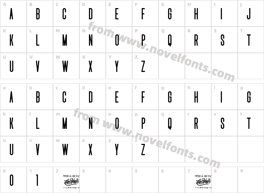 Uniser BoldCharacter Map