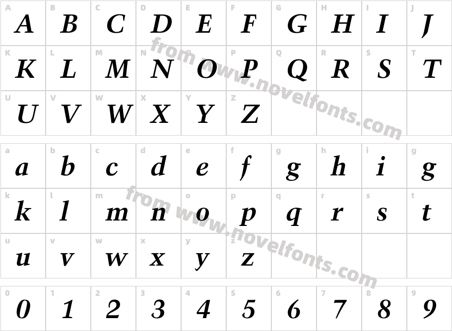 Activa-BoldItalCharacter Map