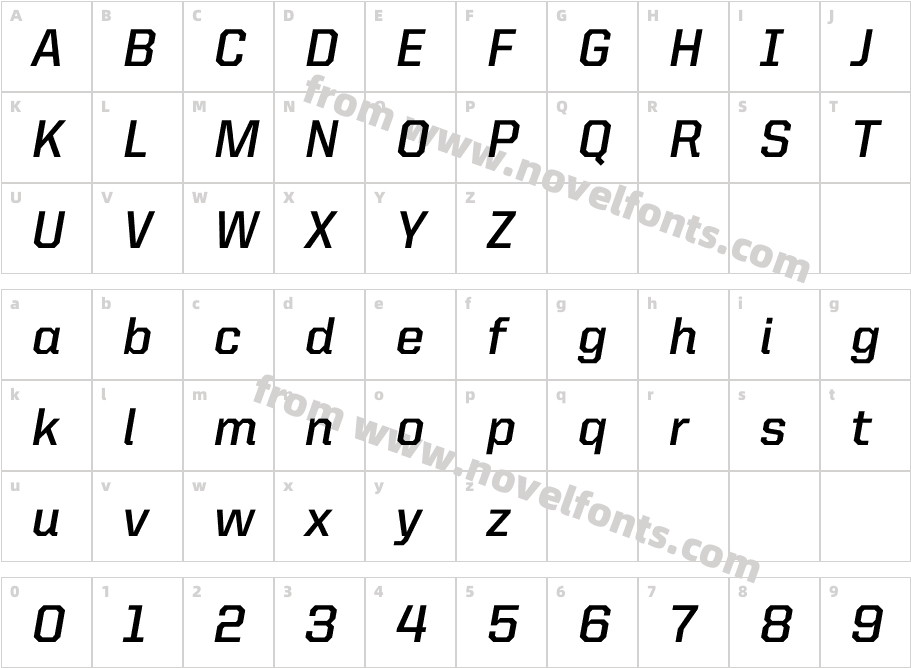 UnitedItalicReg-BoldCharacter Map