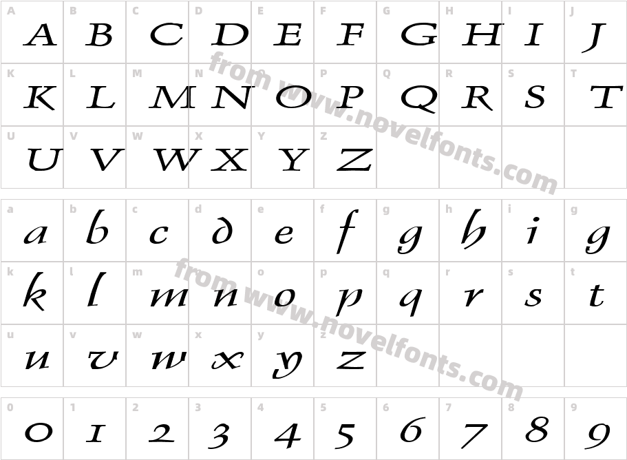 Dolphin Extended ItalicCharacter Map