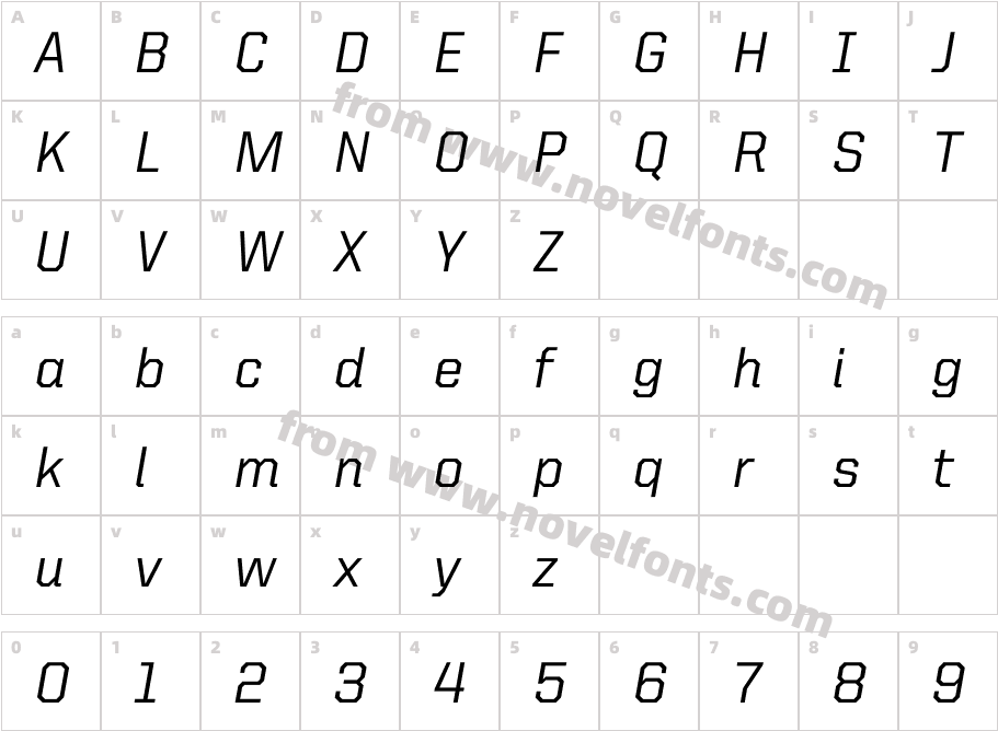 UnitedItalicReg-MediumCharacter Map