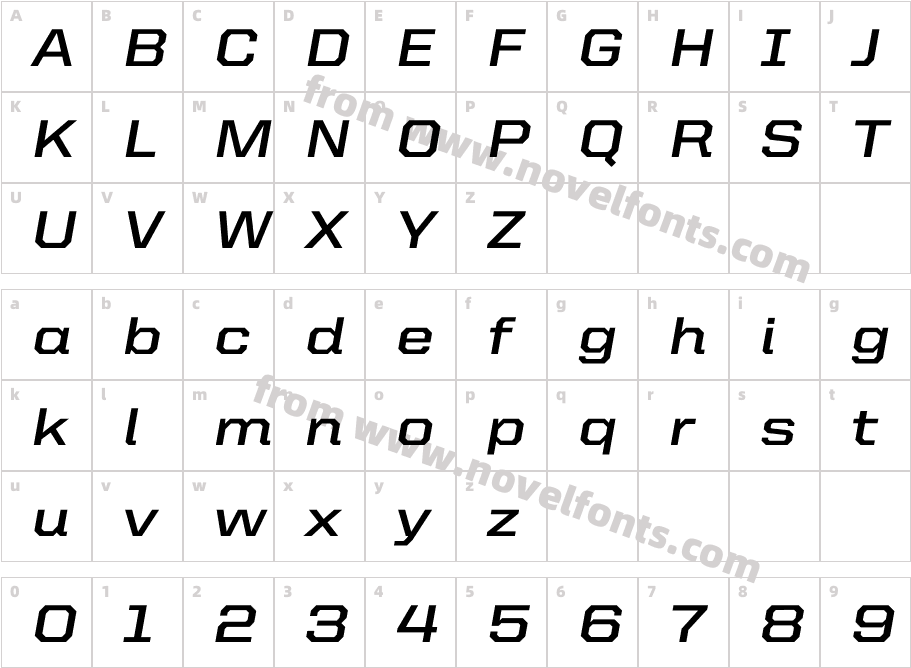 UnitedItalicSemiExt-BoldCharacter Map