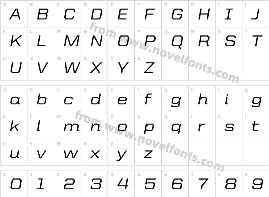 UnitedItalicSemiExt-MediumCharacter Map