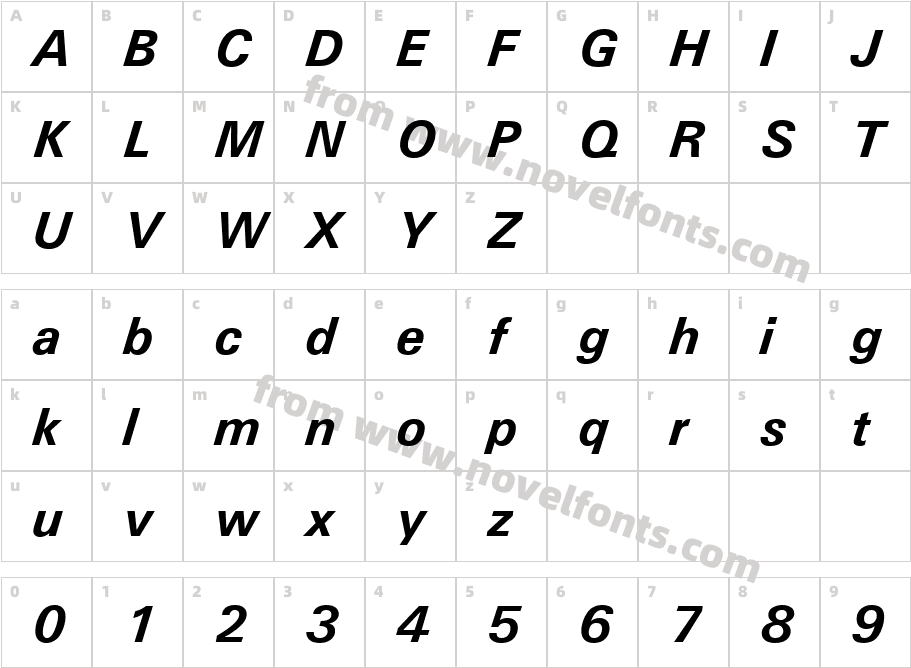 Univers ATT Bold ItalicCharacter Map