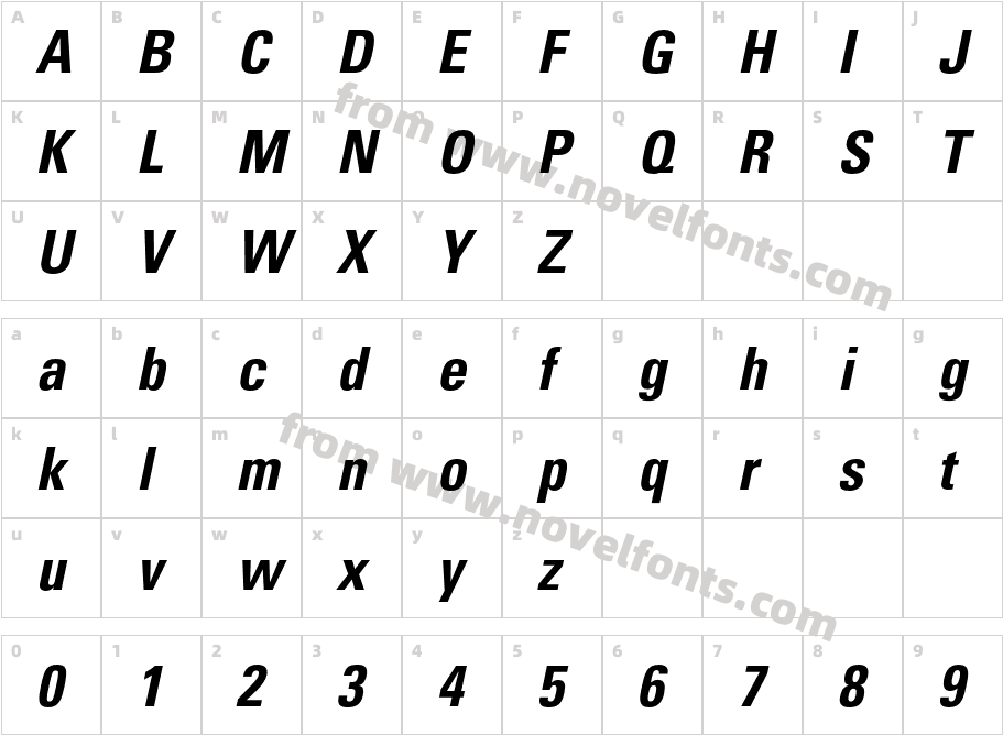 UniversLTStd-BoldCnOblCharacter Map