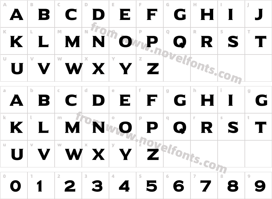 Universal SerifCharacter Map