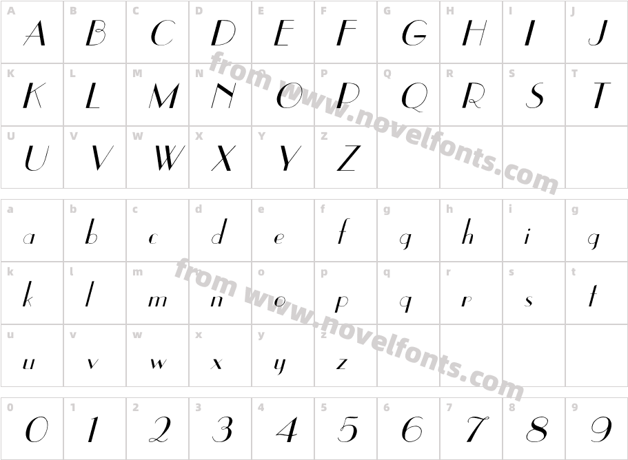 UppEa ItalicCharacter Map