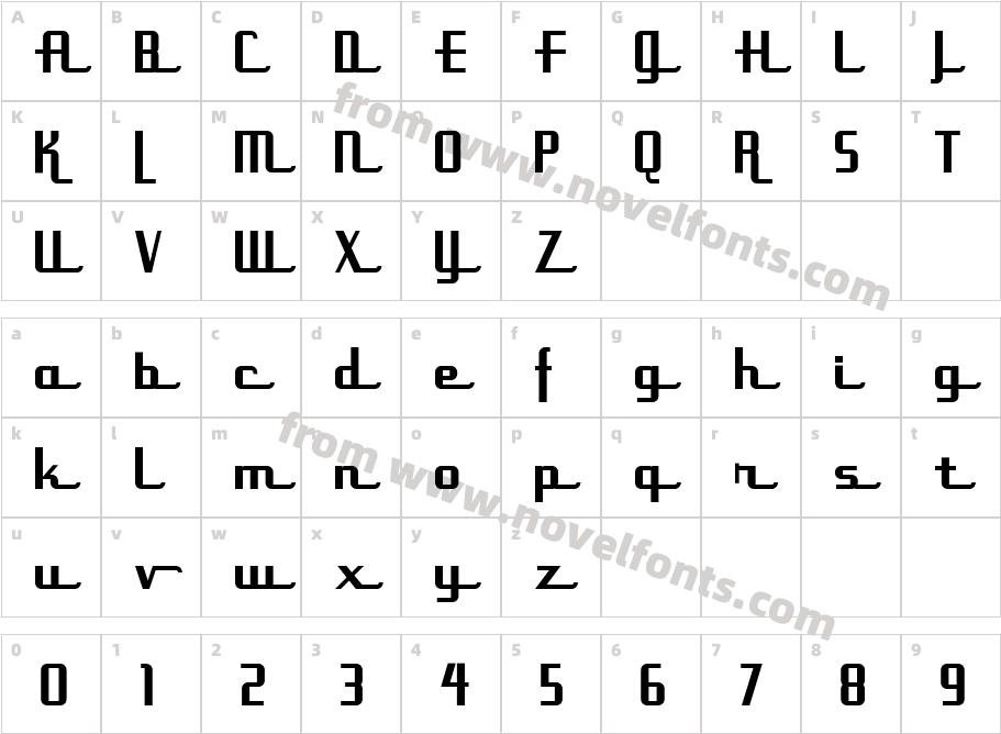 UppenArmsNF MediumCharacter Map