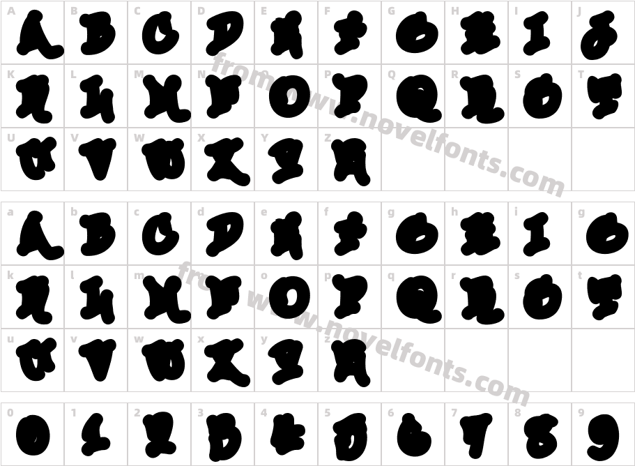 Urban Scrawl DownCharacter Map