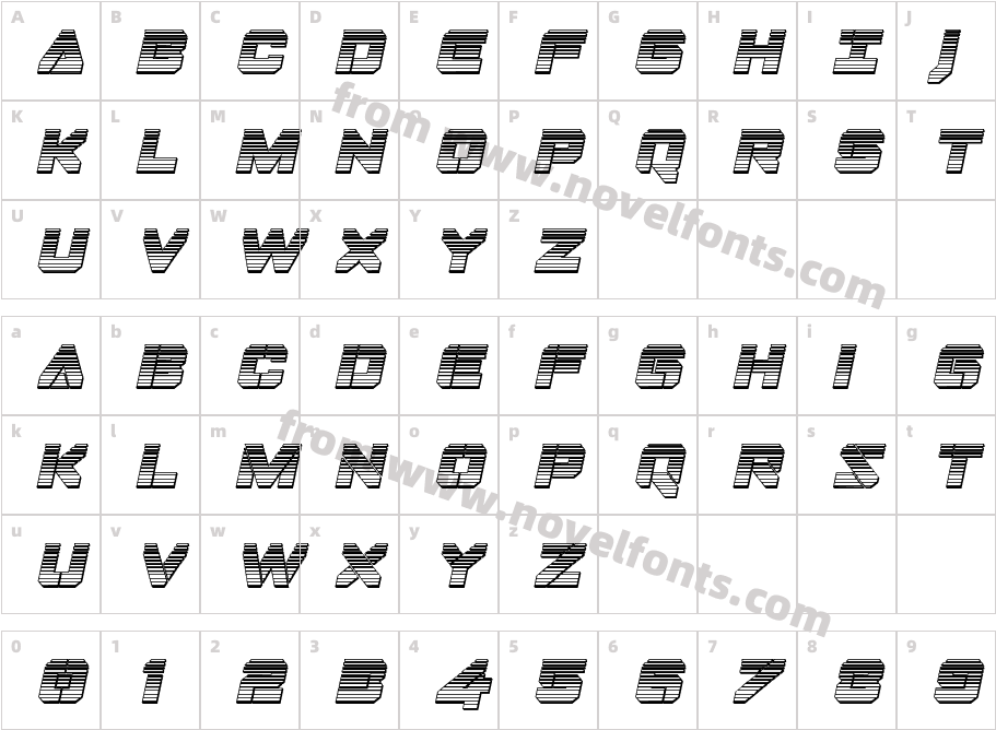 Domino Jack Chrome Italic ItalicCharacter Map