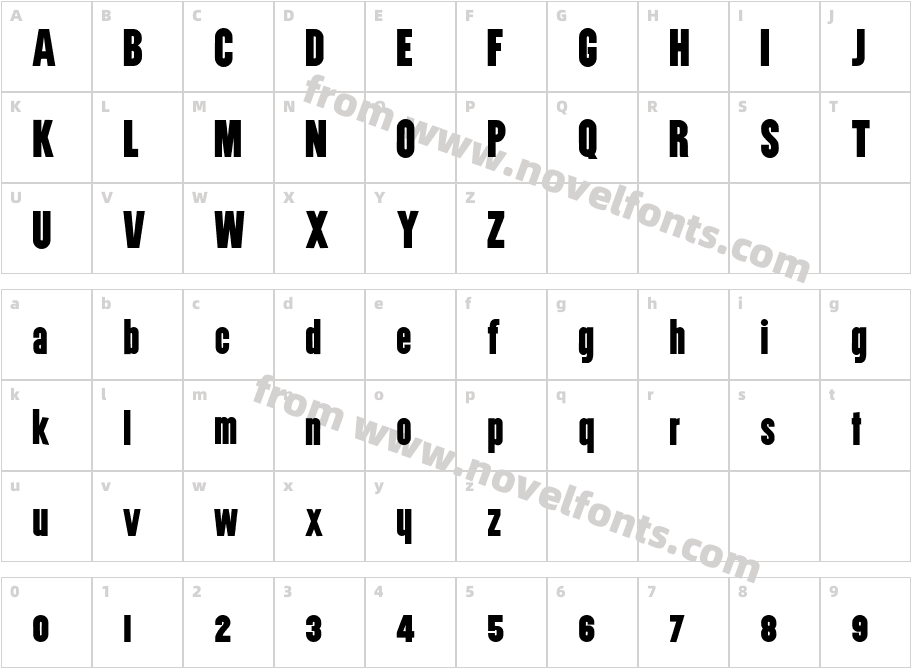 Utility BoldCondensedCharacter Map