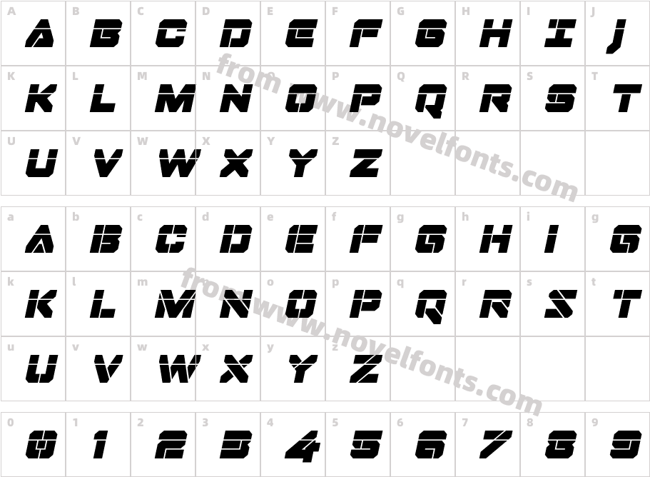 Domino Jack Laser Italic ItalicCharacter Map