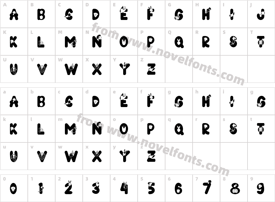 VEGETABLESRegularCharacter Map