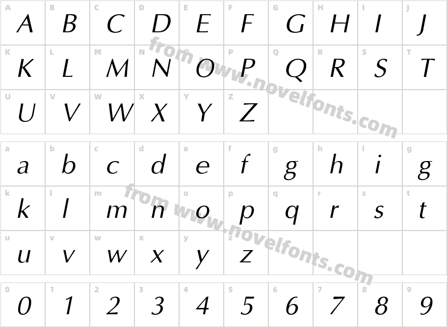 VNI-Aptima-ItalicCharacter Map