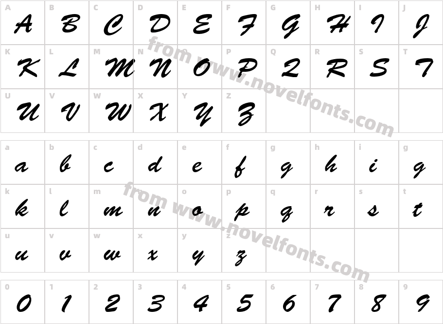 VNI-Brush-ItalicCharacter Map