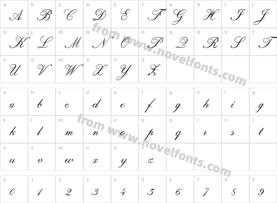 VNI-Script-ItalicCharacter Map