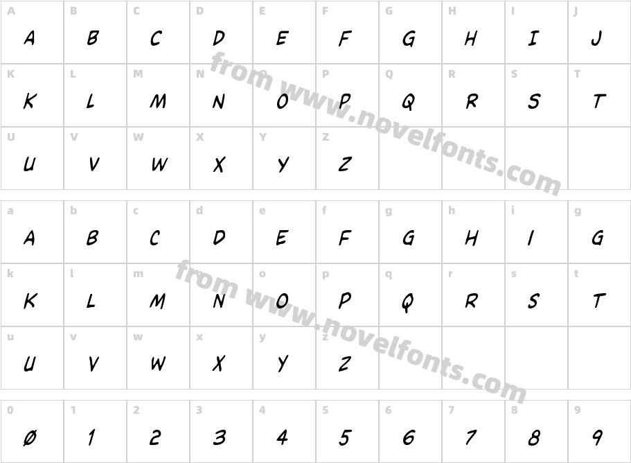 Domino Mask Condensed ItalicCharacter Map