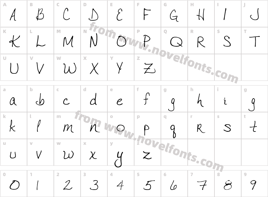 VTC JoeleneHand RegularCharacter Map