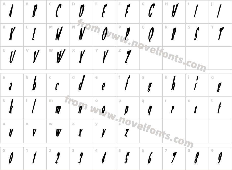 VTC Optika Bold ItalicCharacter Map