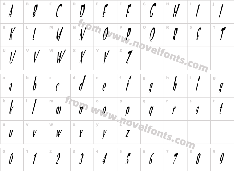 VTC Optika Regular ItalicCharacter Map