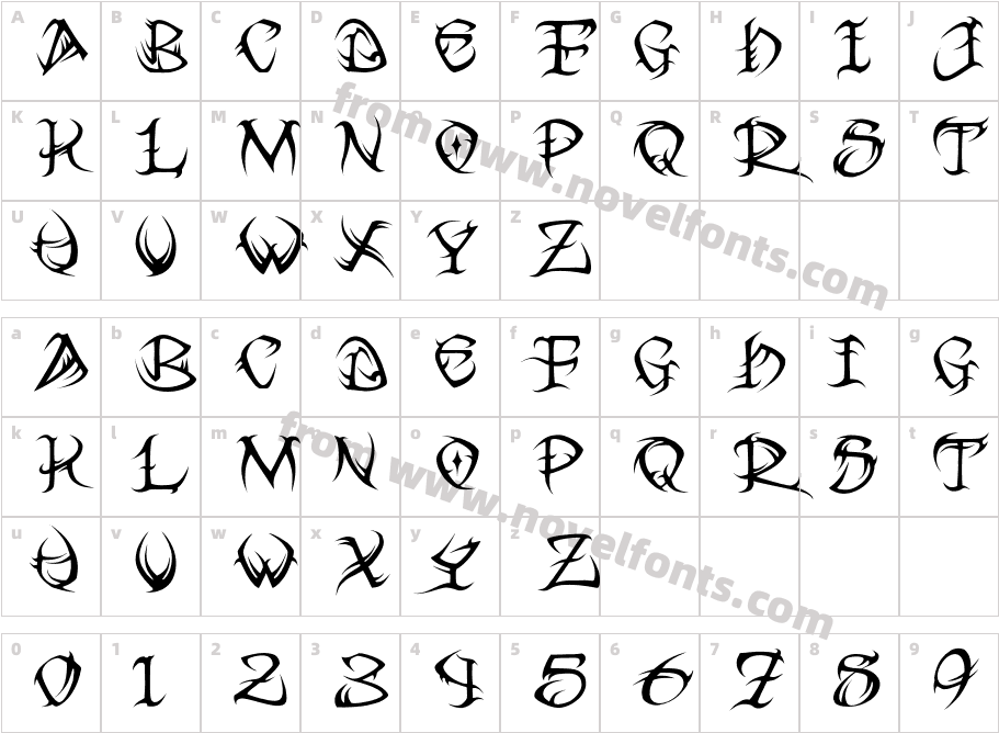 VTC Tribal RegularCharacter Map