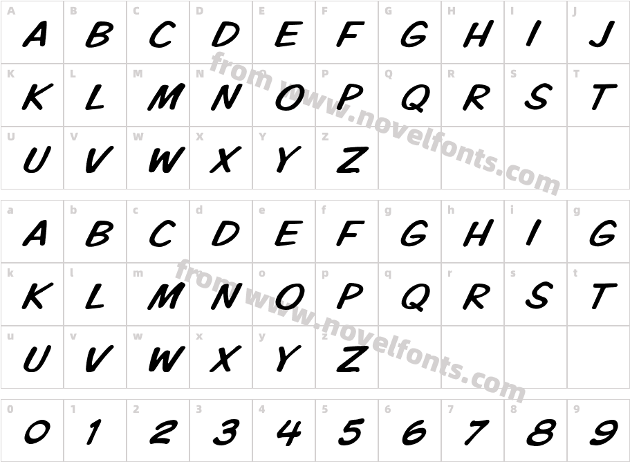 VTCKomixationCapsItalicCharacter Map