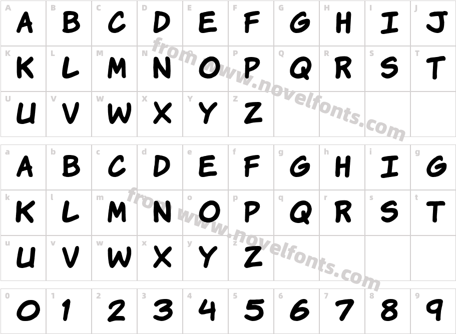 VTCKomixationHandBoldCharacter Map