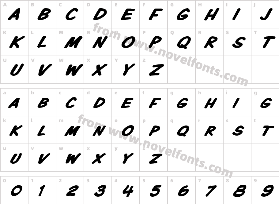 VTCKomixationSCBoldItalicCharacter Map