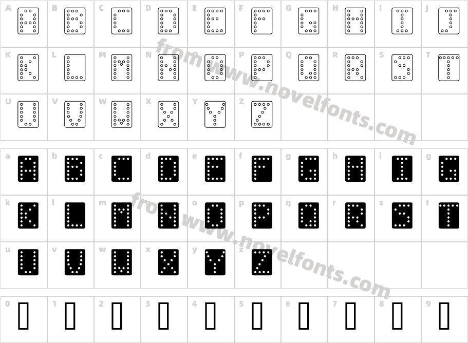 Domino bredCharacter Map