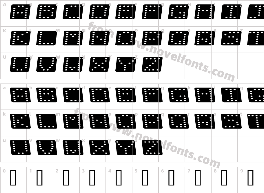 Domino flad kursivCharacter Map